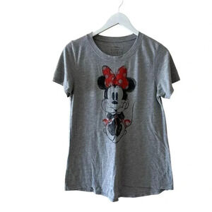 Disney Parks Minnie Mouse Disneyland T-Shirt Gray Graphic Faded SZ M#2163